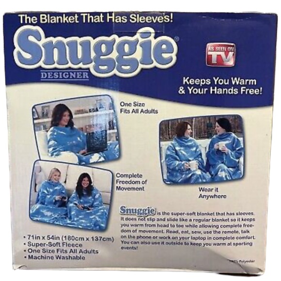 Snuggie blanket with arms cloud pattern pockets soft warm huge to wrap up in EUC - Picture 9 of 11
